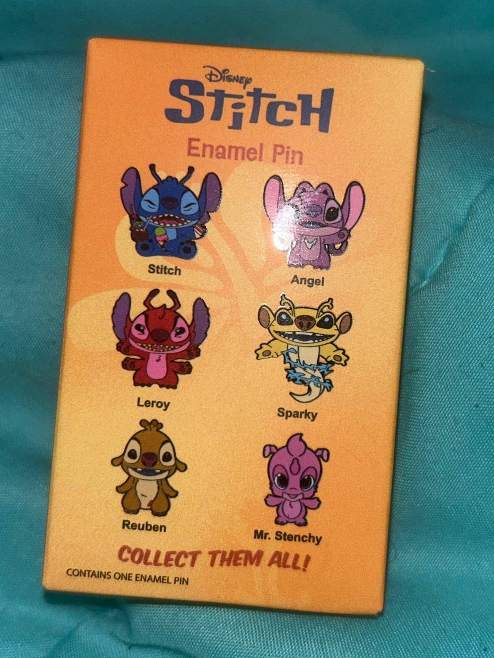Disney Stitch Character Enamel Pin Backing - Orange with Multicolor Characters